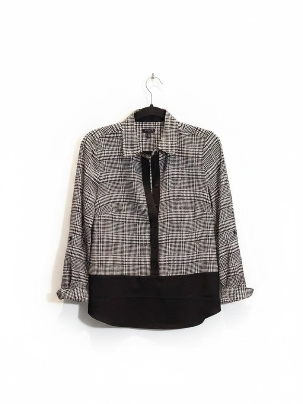 Talbots Petites Black & White Houndstooth Button-Front Jacket/Cardigan SP